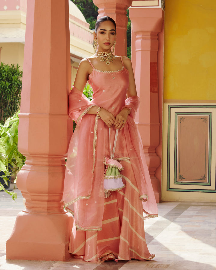 Viras Light Pink Embroidered Chanderi Sharara Set