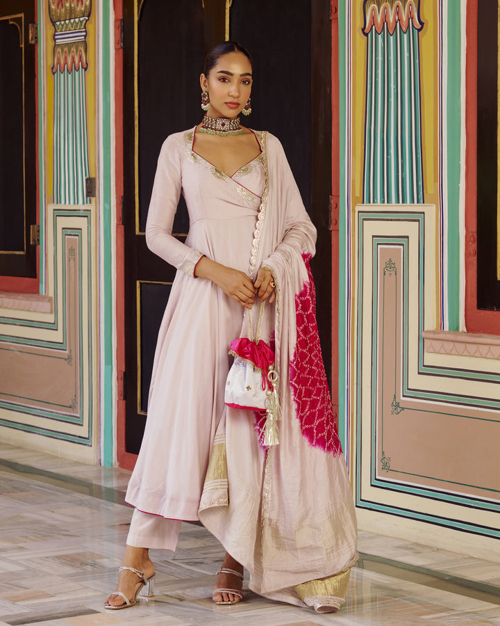 Rajya Grey Embroidered Chanderi Suit Set