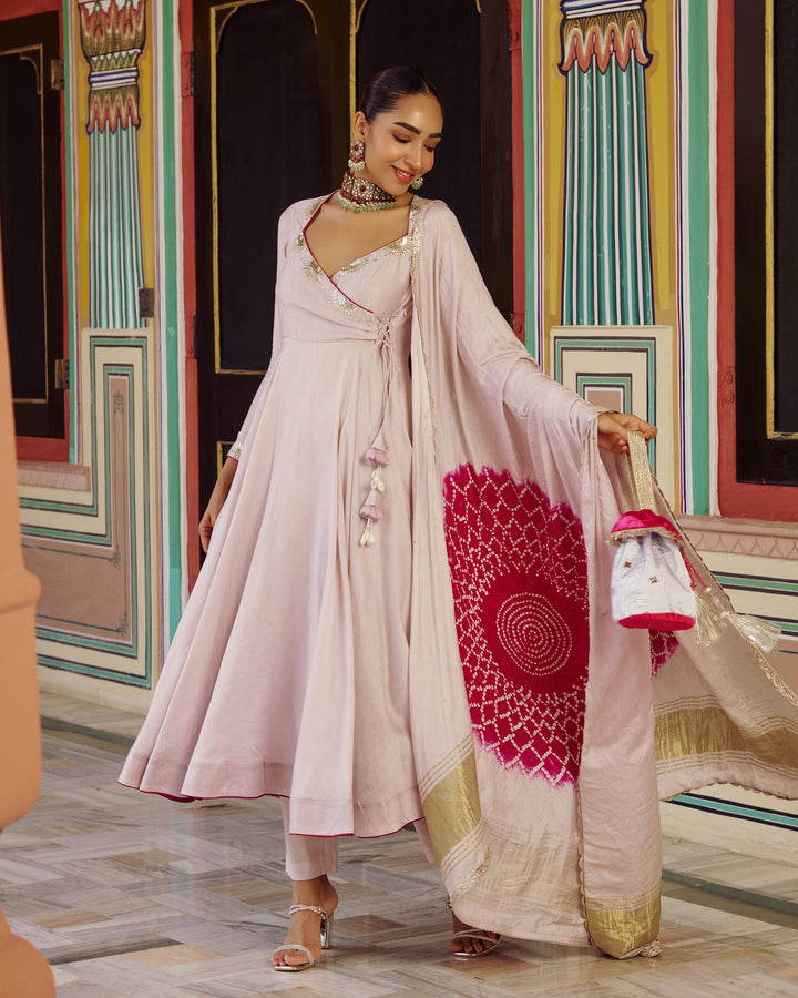Rajya Grey Embroidered Chanderi Suit Set