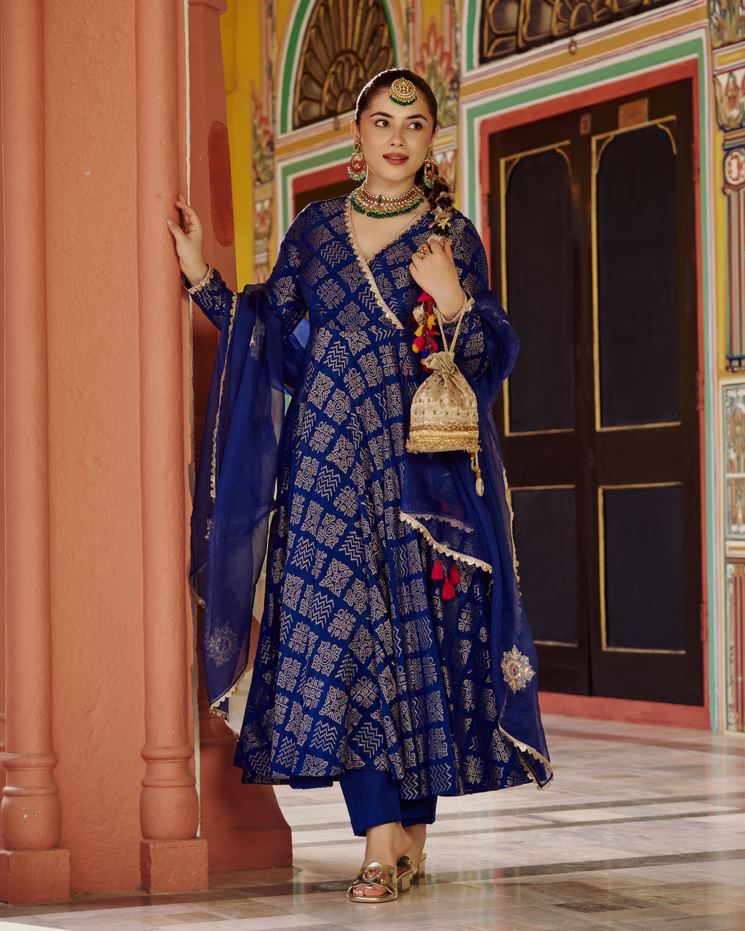 Vastra Blue Jacquard Suit Set