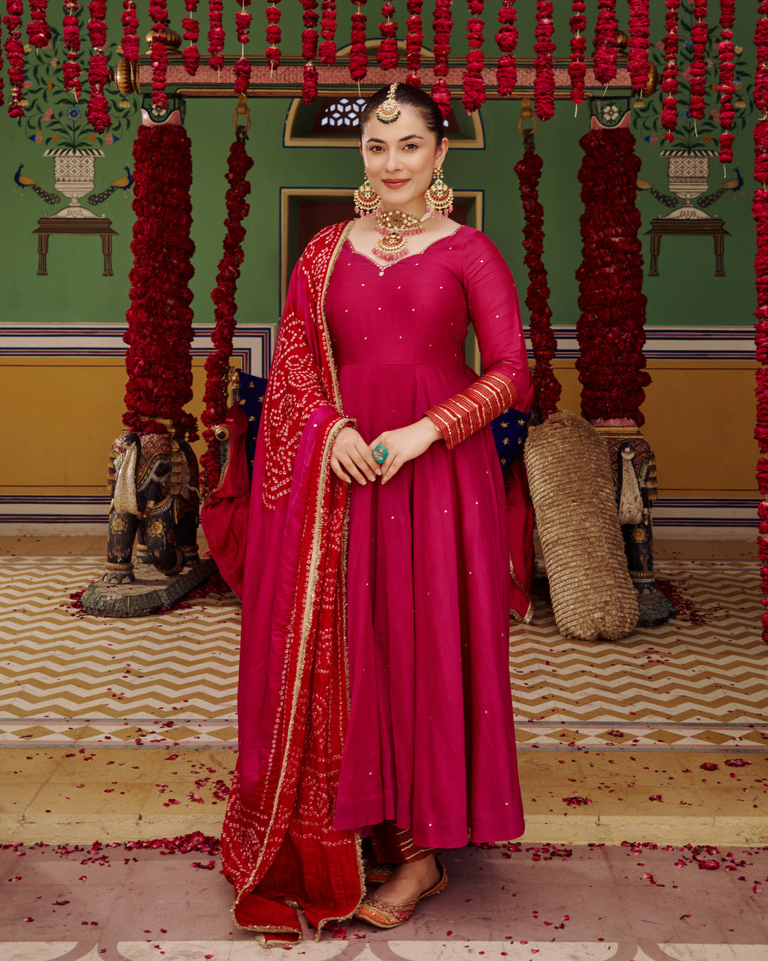 Shagun Pink Embroidered Chanderi Suit Set