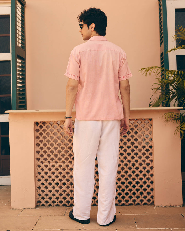 Tavi Pink Cotton Flex Embroidered Shirt
