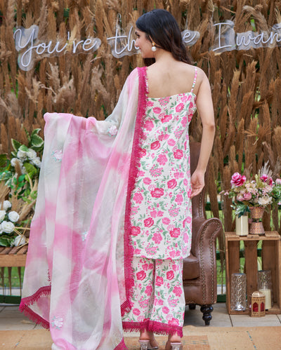 Carnation Pink Printed Cotton Suit Set