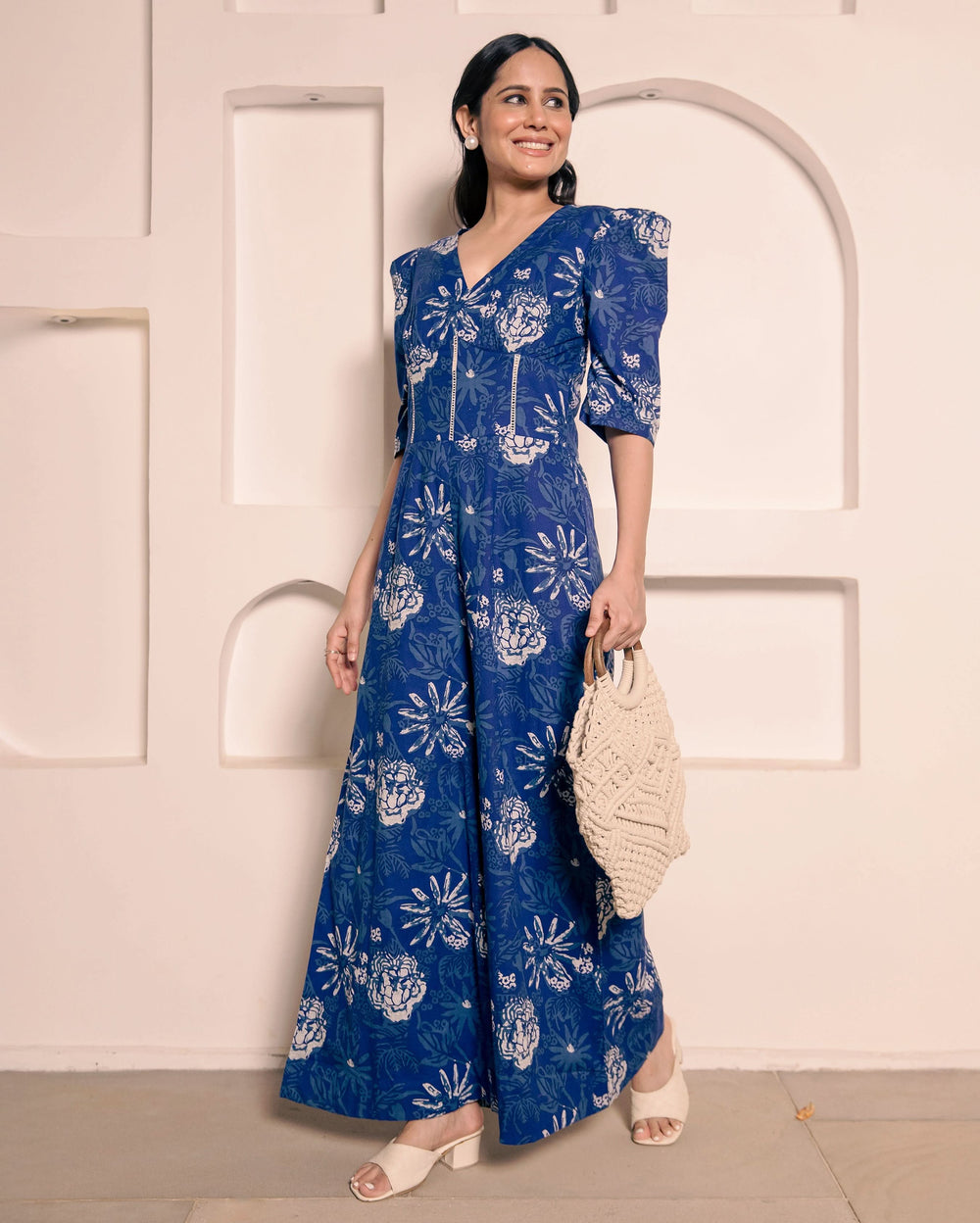 Darling Blue Cotton Printed Jumpsuit