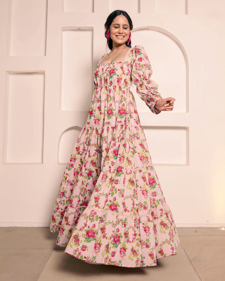 Senorita Pink Cotton Printed Dress