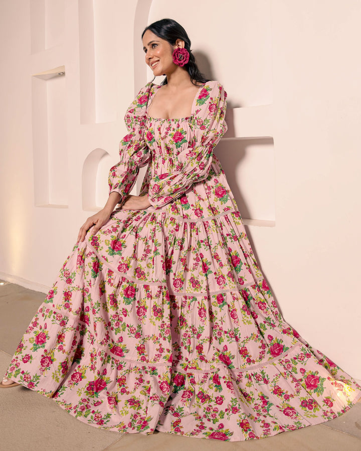 Senorita Pink Cotton Printed Dress