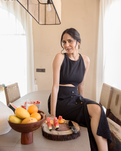 Onyx Black Cotton Schiffli Coord Set