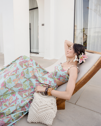 Sky Blue Printed Cotton Dress