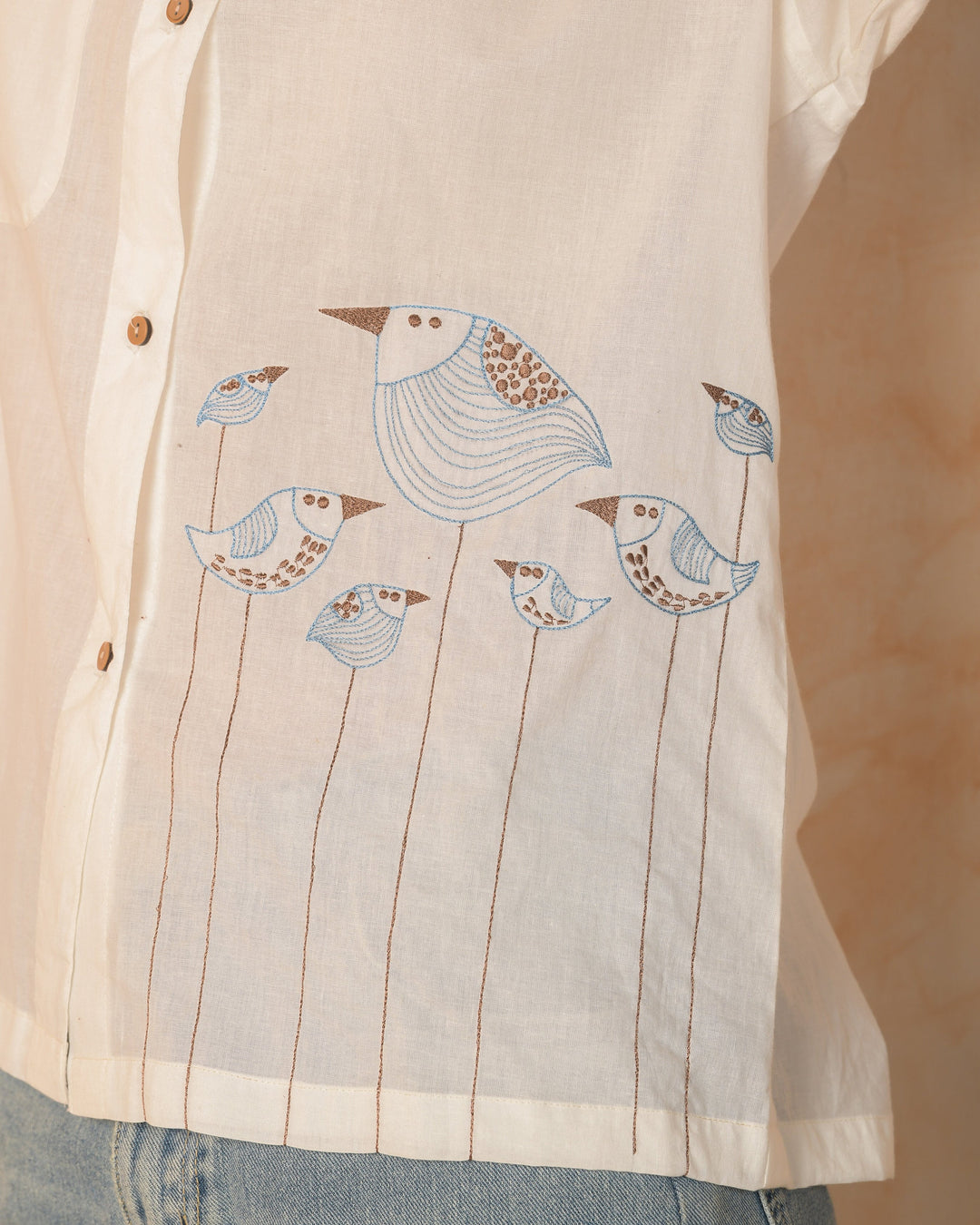 Elara White Embroidered Cotton Shirt