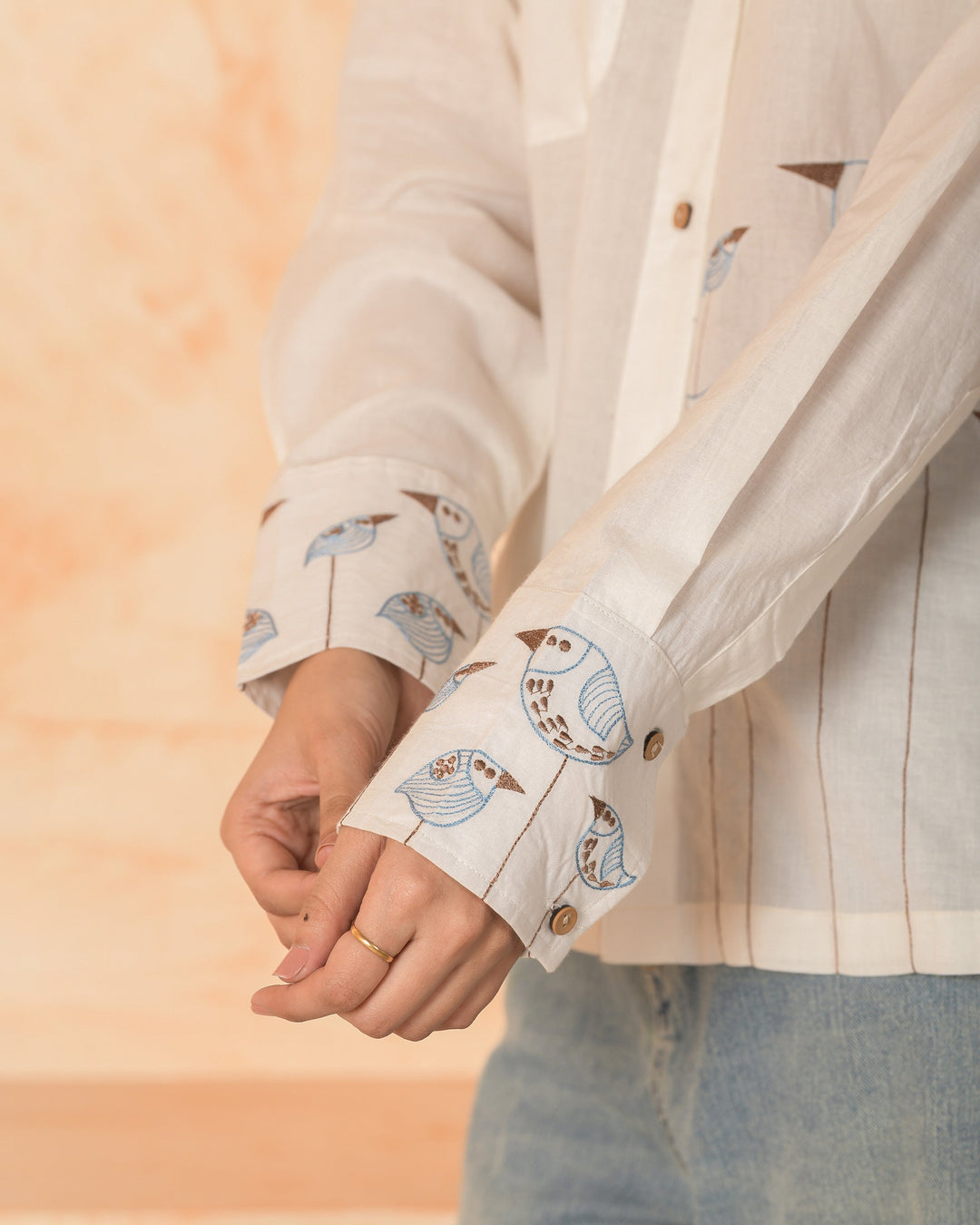 Elara White Embroidered Cotton Shirt