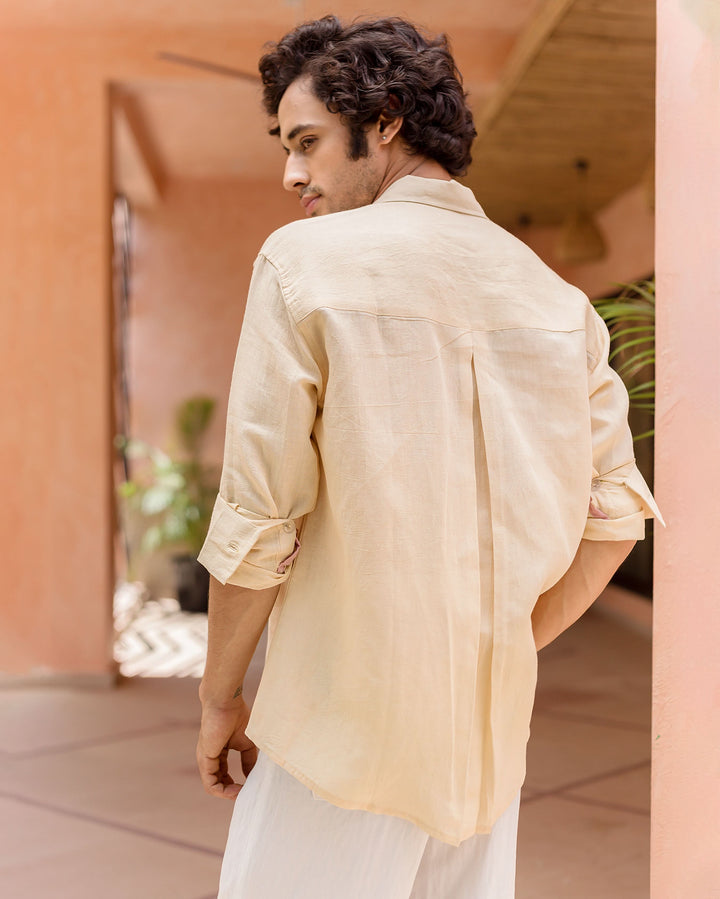 Harper Off White Linen Solid Shirt