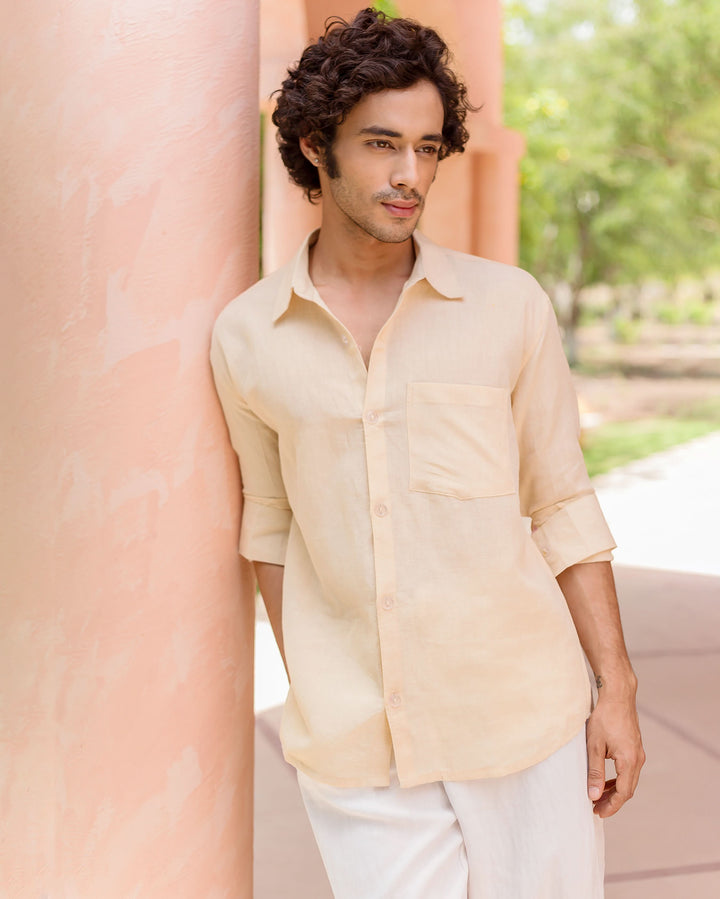 Harper Off White Linen Solid Shirt