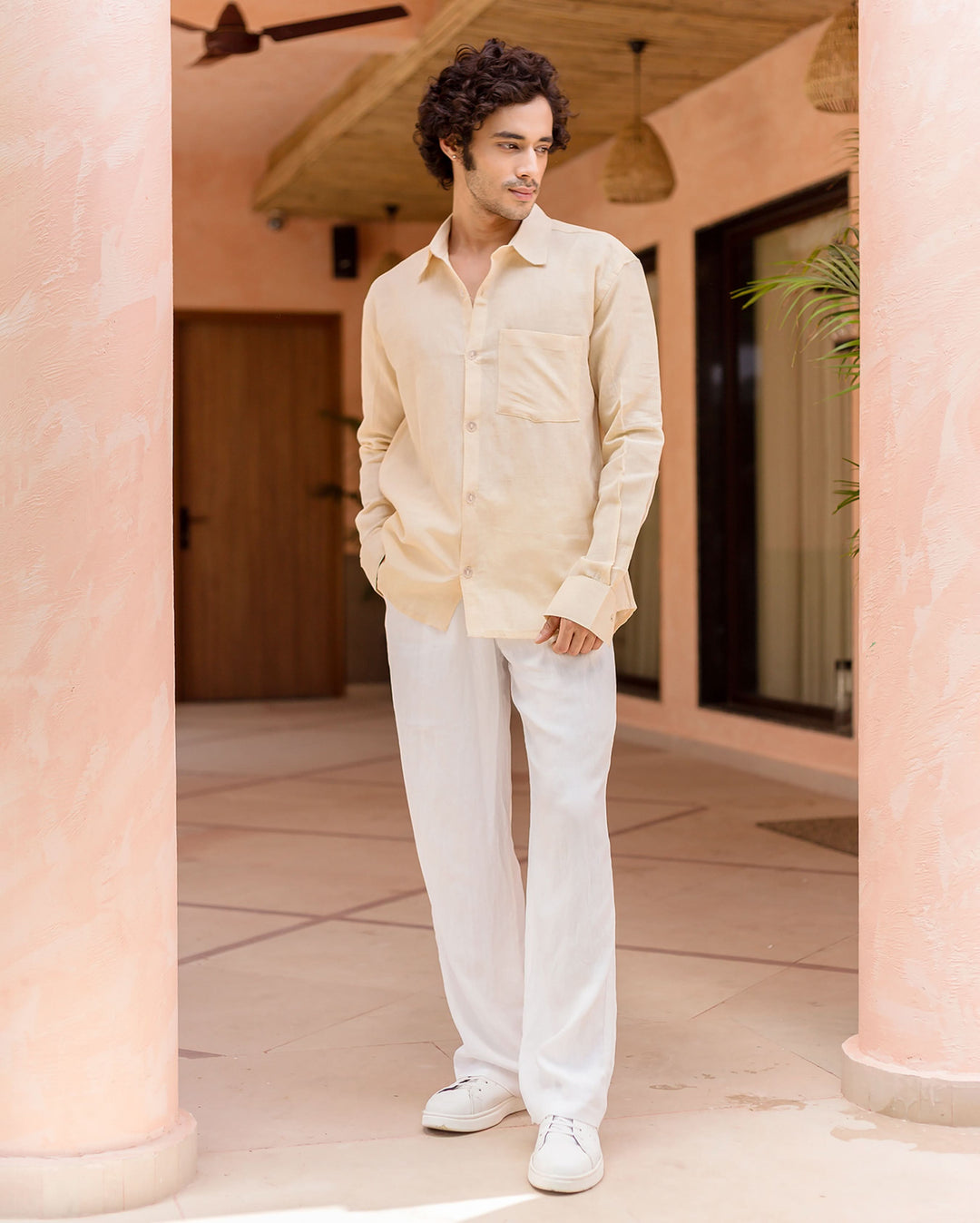 Harper Off White Linen Solid Shirt
