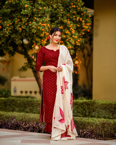 Raspberry Handpainted Suit Set
