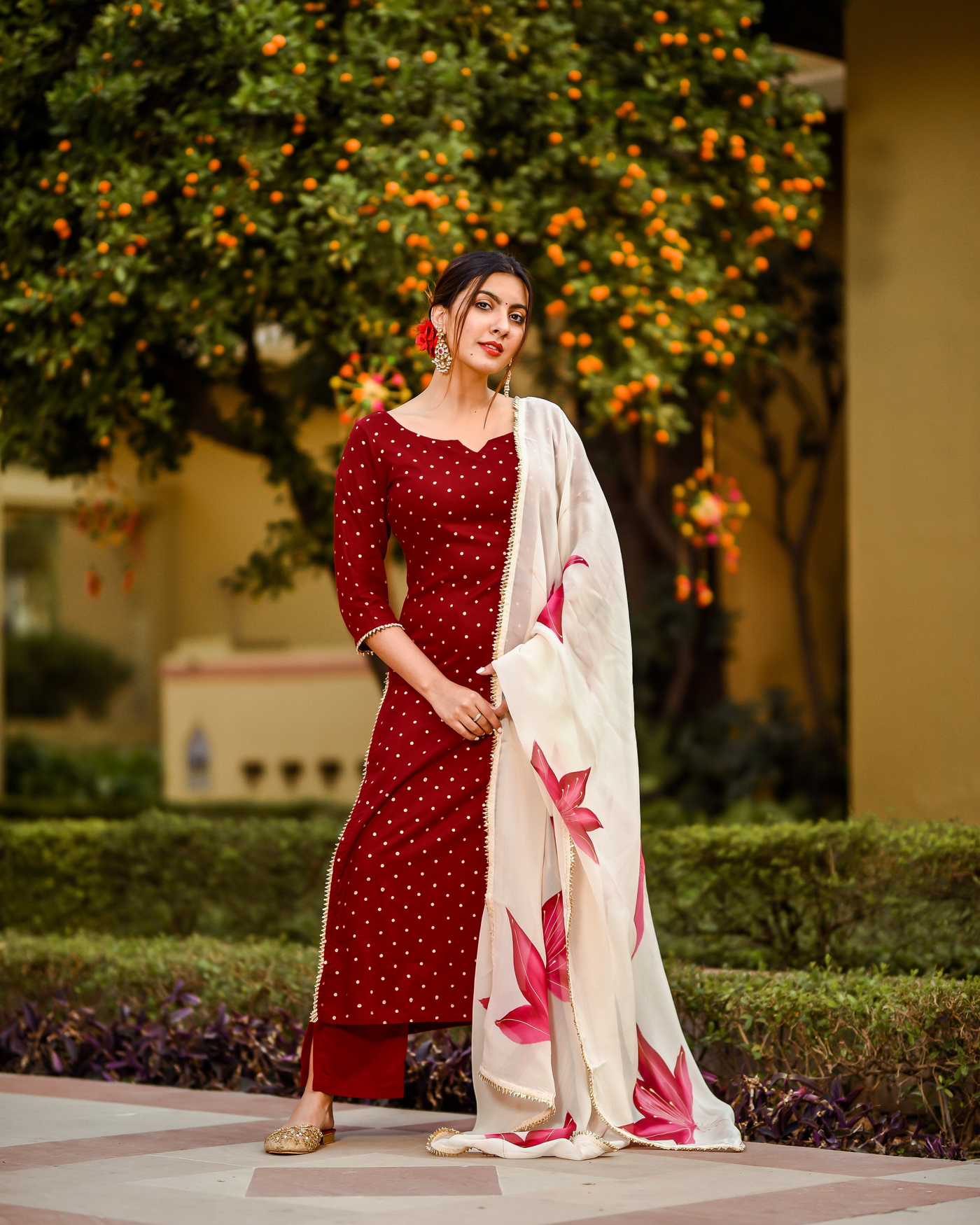 Raspberry Handpainted Suit Set