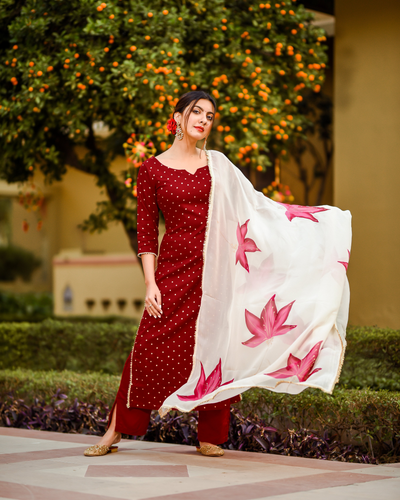 Raspberry Handpainted Suit Set