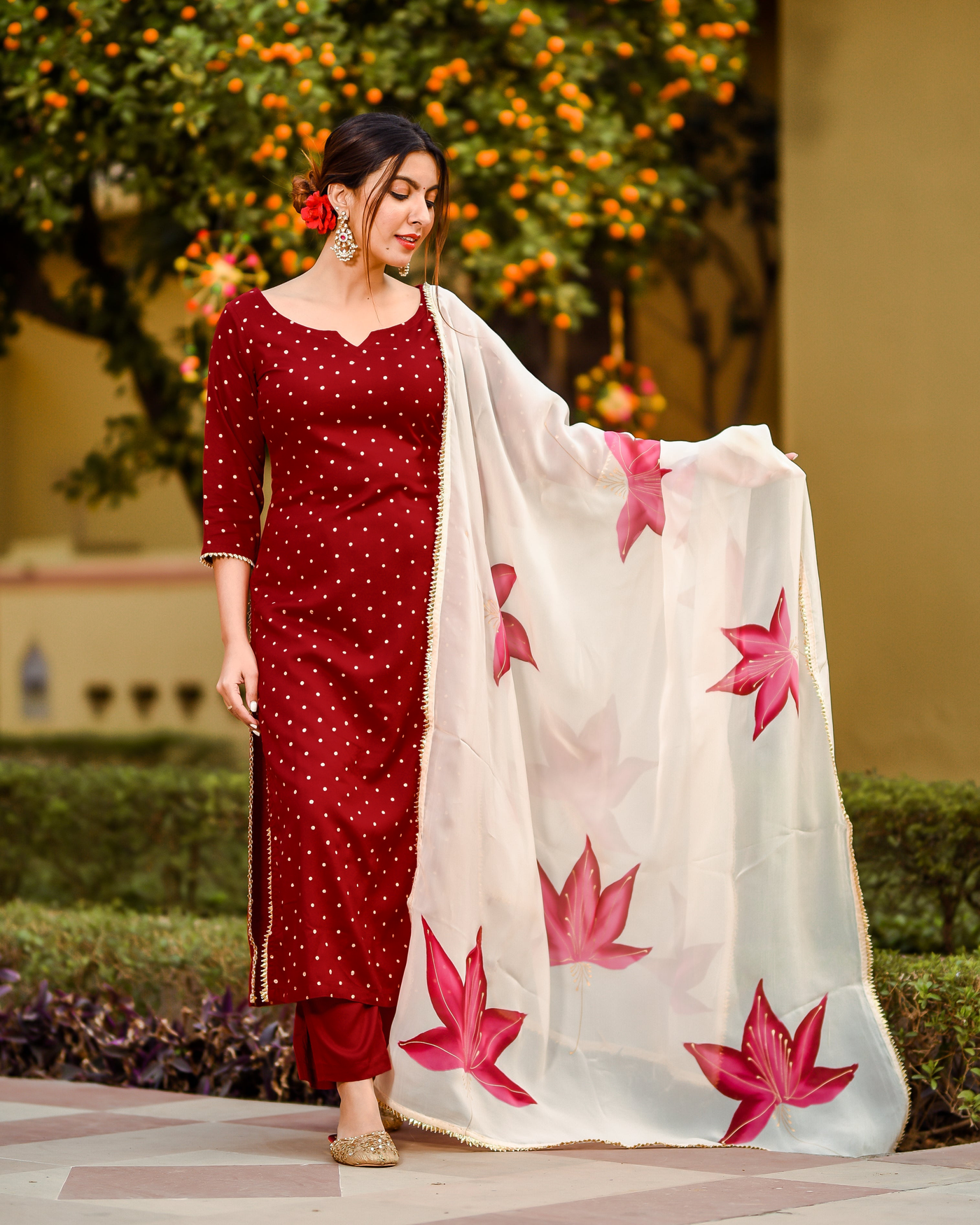 Raspberry Handpainted Suit Set