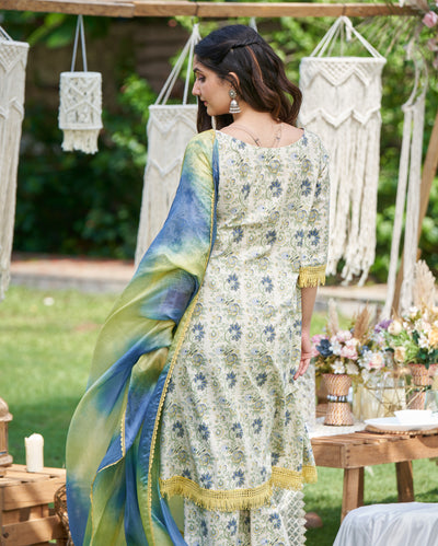Dityaa Mint Printed Cotton Suit Set