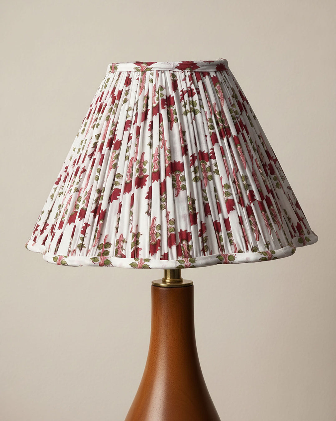 Imperial Red Handblock Scallop Lampshade