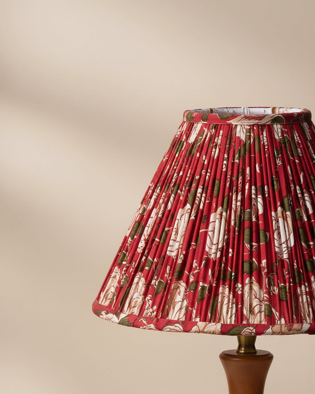 Red Finch Handblock Scallop Lampshade