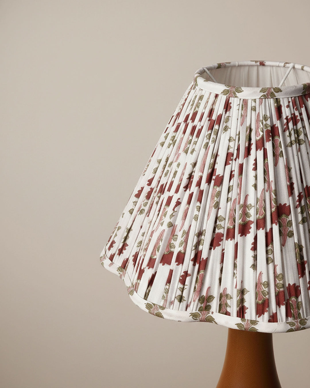 Imperial Red Handblock Scallop Lampshade