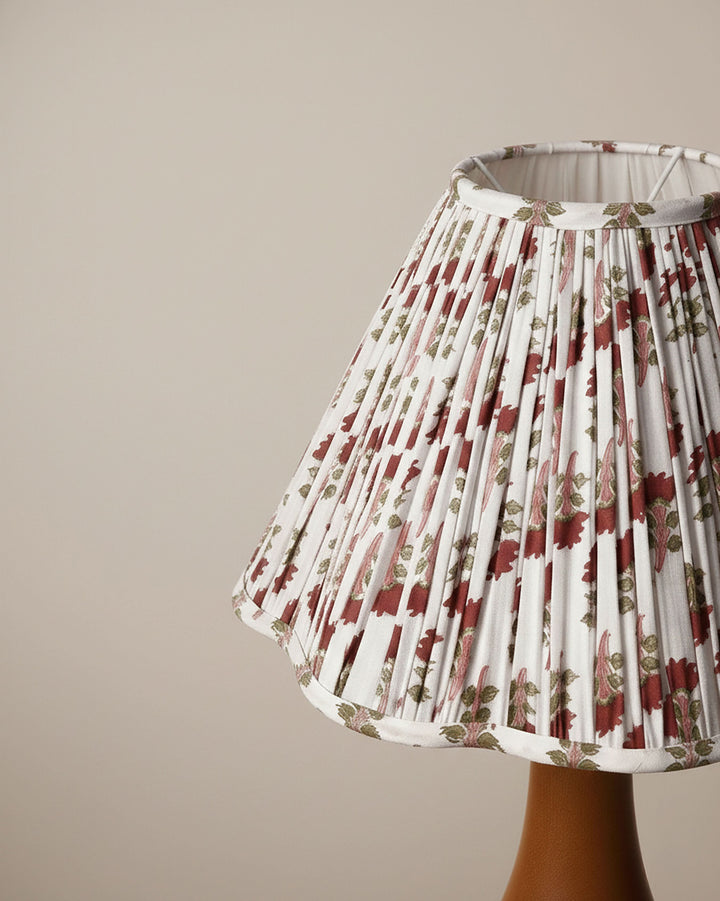 Imperial Red Handblock Scallop Lampshade