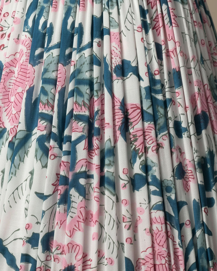 Summer Pink Handblock Circular Lampshade
