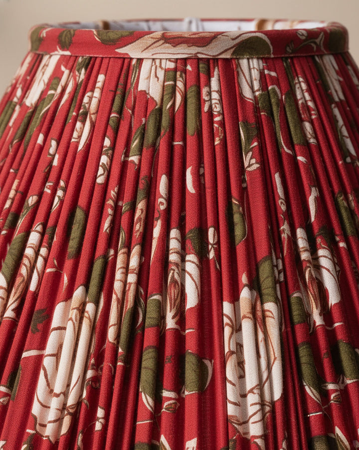 Red Finch Handblock Scallop Lampshade