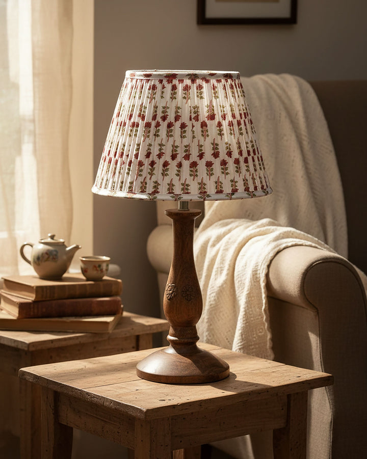 Imperial Red Handblock Circular Lampshade