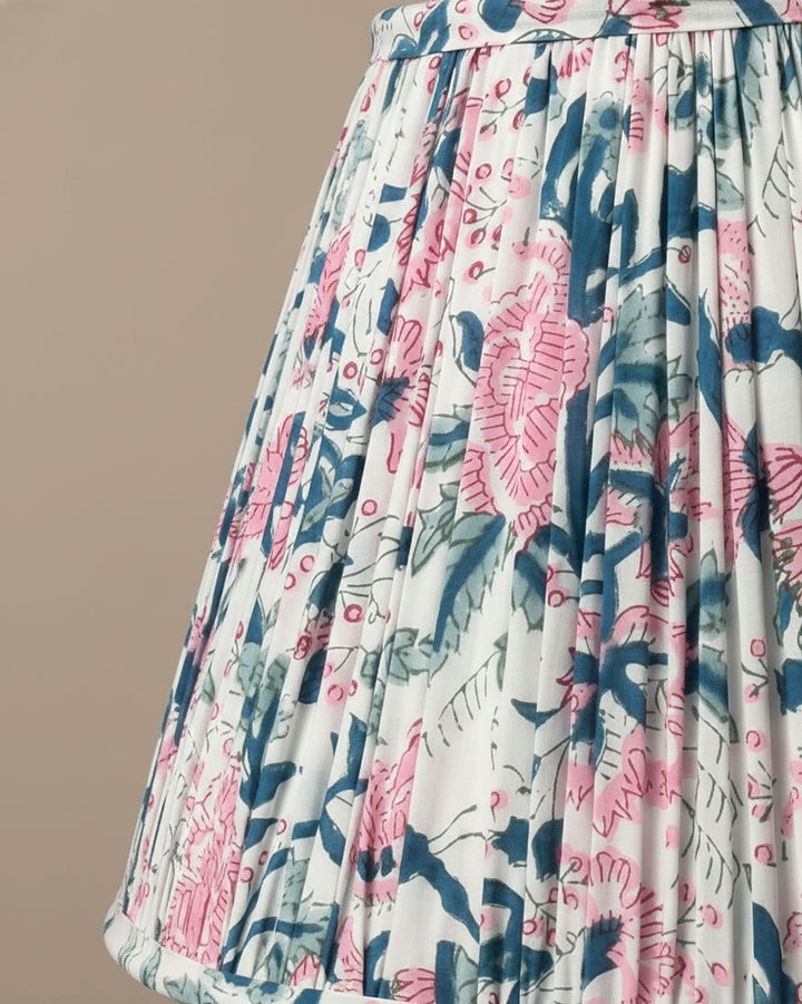Summer Pink Handblock Circular Lampshade