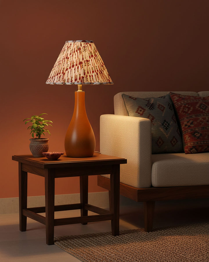 Imperial Red Handblock Scallop Lampshade