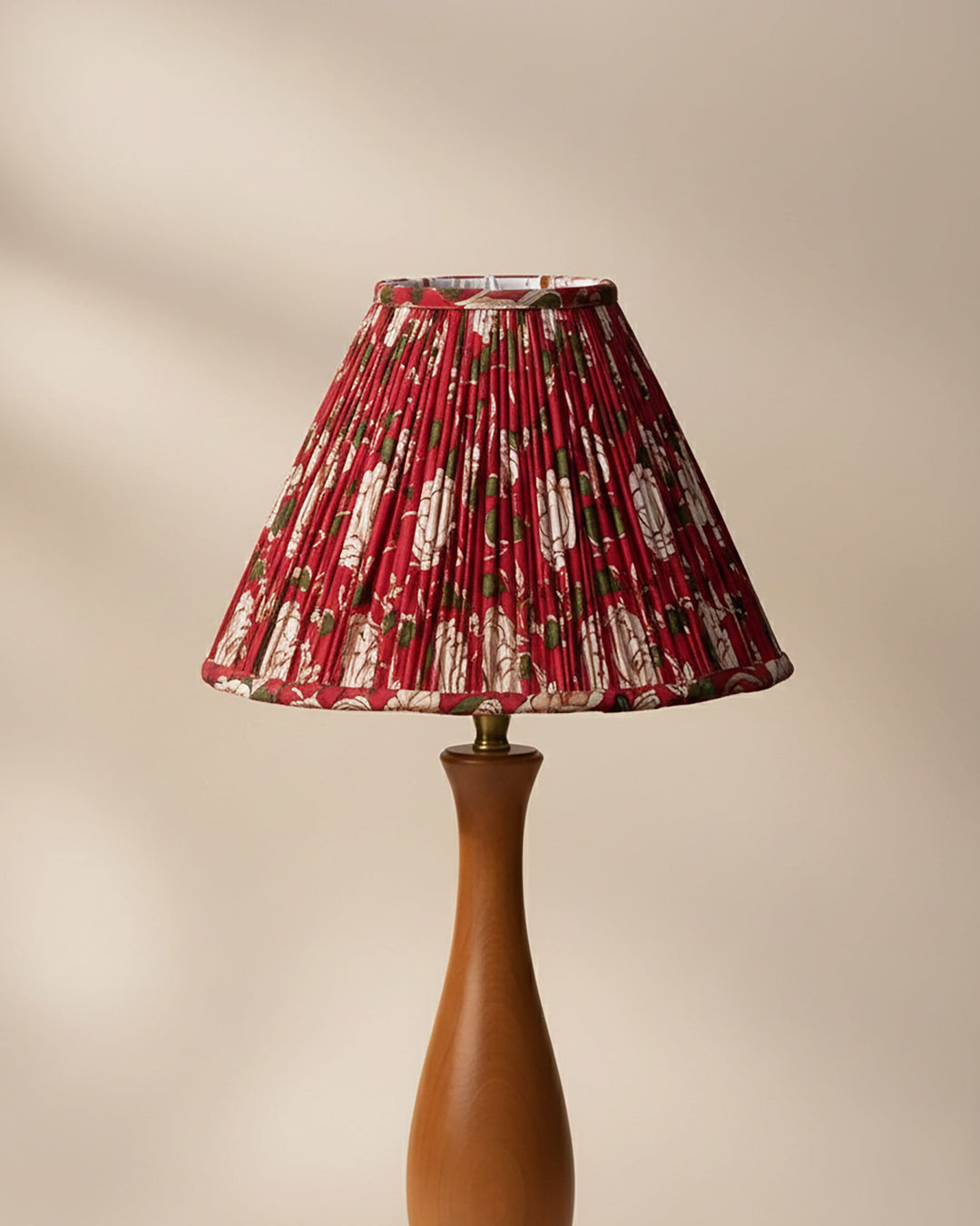 Red Finch Handblock Scallop Lampshade