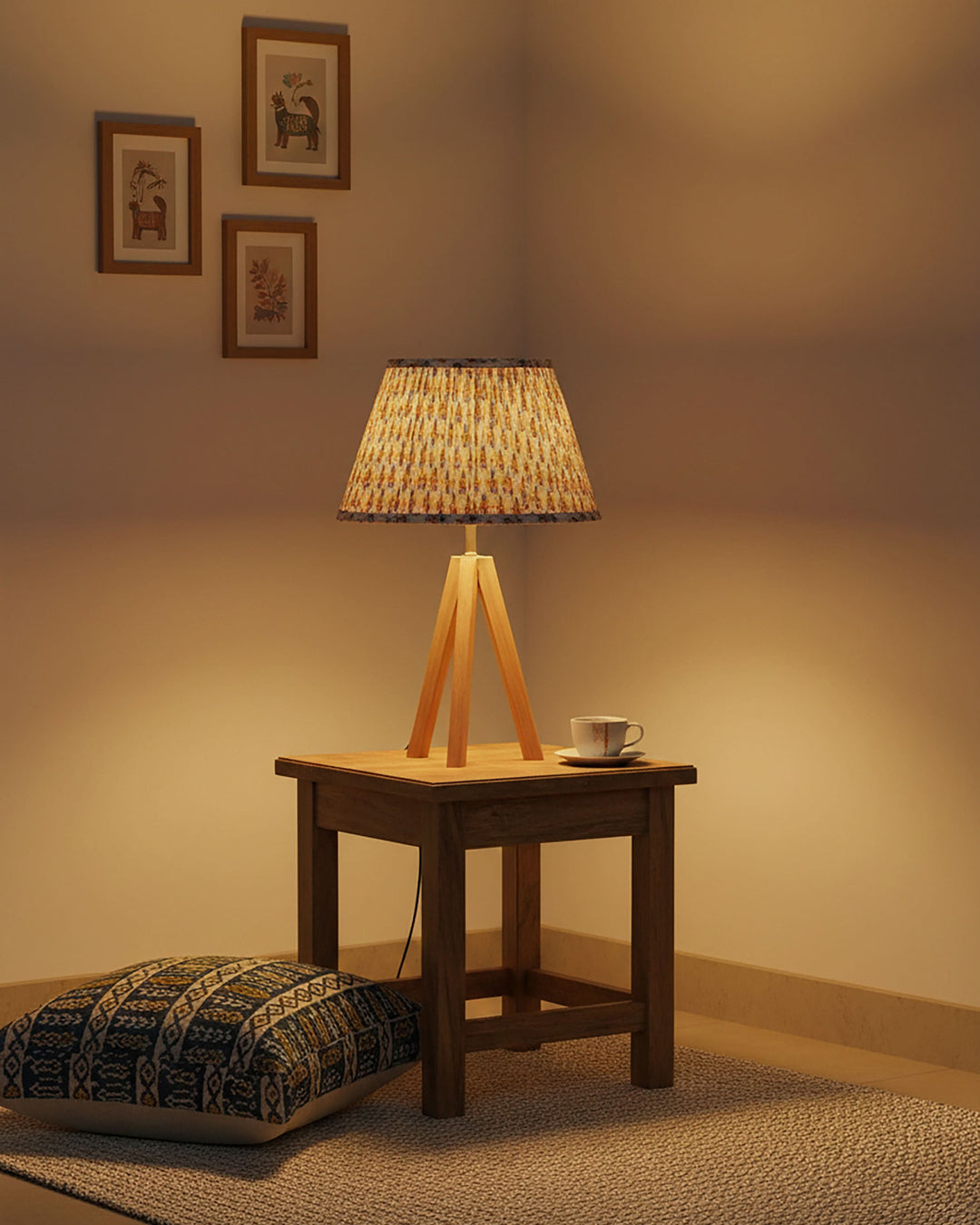 Goldfinch Yellow Handblock Circular Lampshade