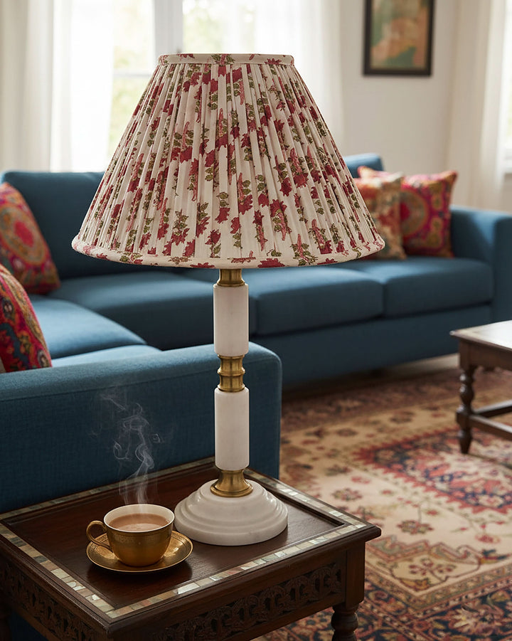 Imperial Red Handblock Scallop Lampshade
