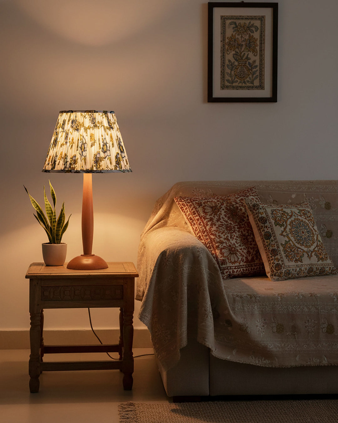 Wing White Handblock Circular Lampshade