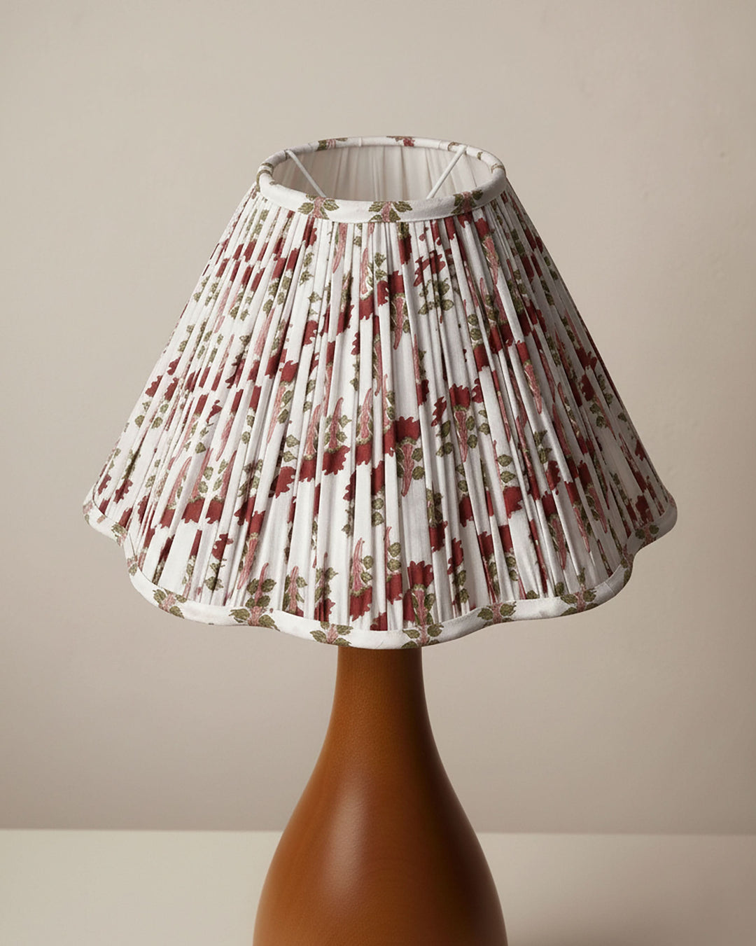 Imperial Red Handblock Scallop Lampshade