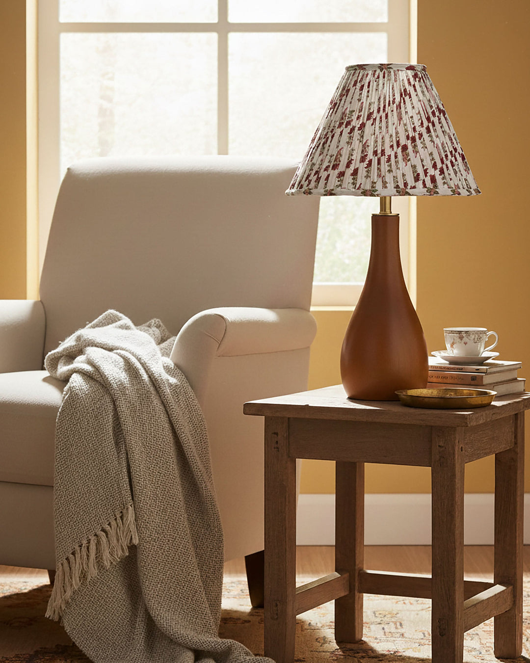 Imperial Red Handblock Scallop Lampshade
