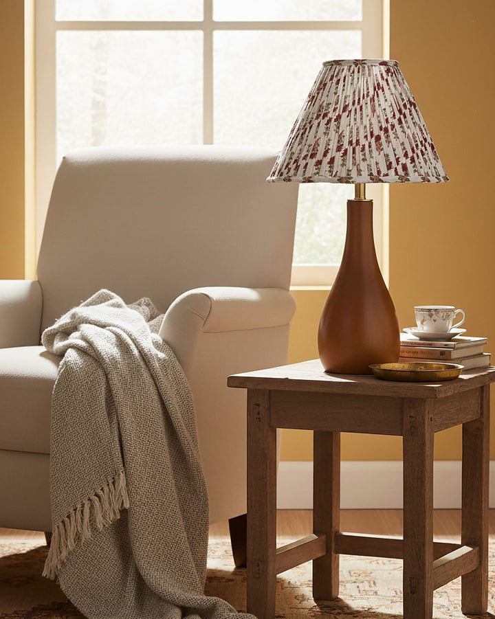 Imperial Red Handblock Scallop Lampshade