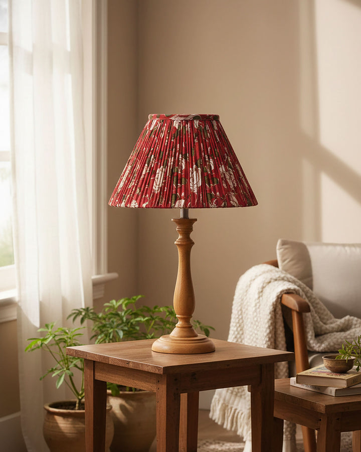 Red Finch Handblock Scallop Lampshade
