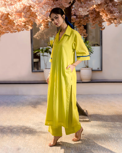 Spurge Green Solid Cotton Coord Set