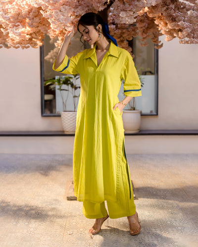Spurge Green Solid Cotton Coord Set