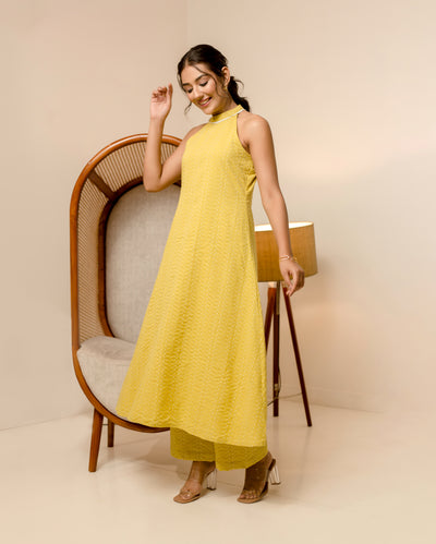 Witch Hazel Yellow Solid Cotton Dobby Coord Set