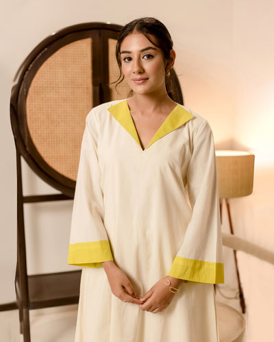 Ecru White Solid Cotton Coord Set
