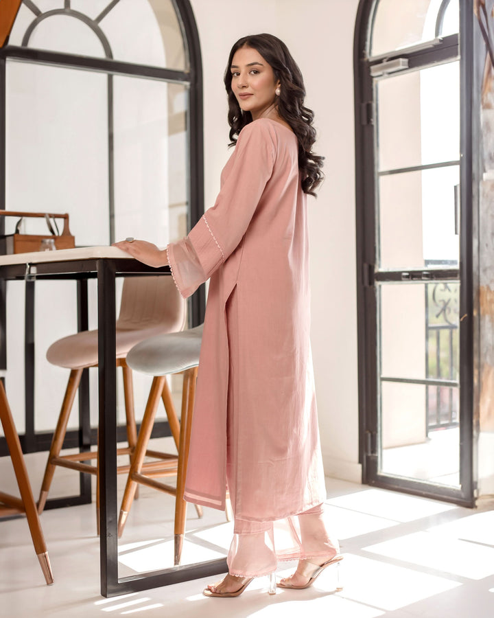 Persica Peach Solid Cotton Coord Set