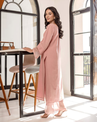 Persica Peach Solid Cotton Coord Set