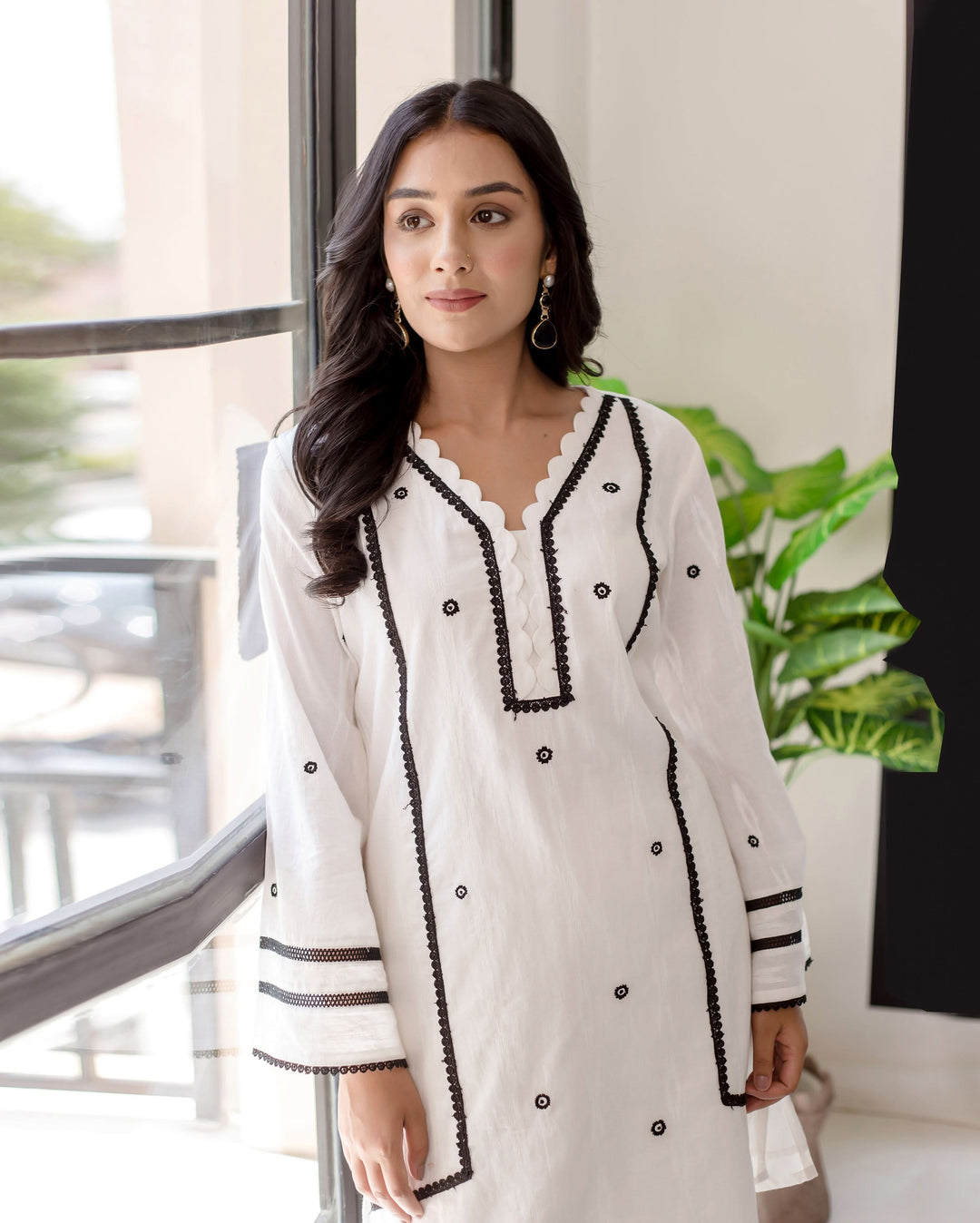 Daisy White Solid Cotton Coord Set