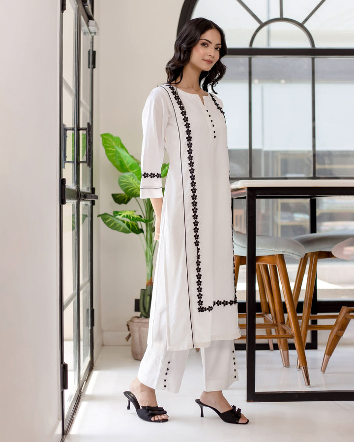 Calla White Solid Cotton Coord Set