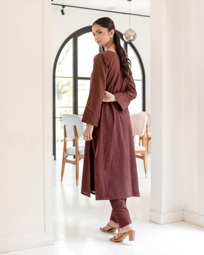 Sepia Bown Solid Cotton Coord Set