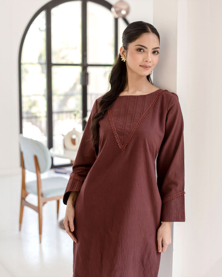 Sepia Bown Solid Cotton Coord Set