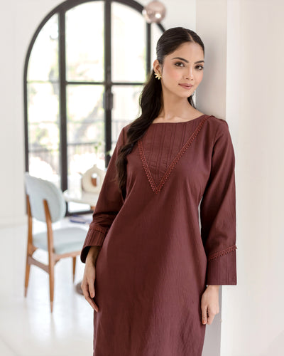 Sepia Bown Solid Cotton Coord Set